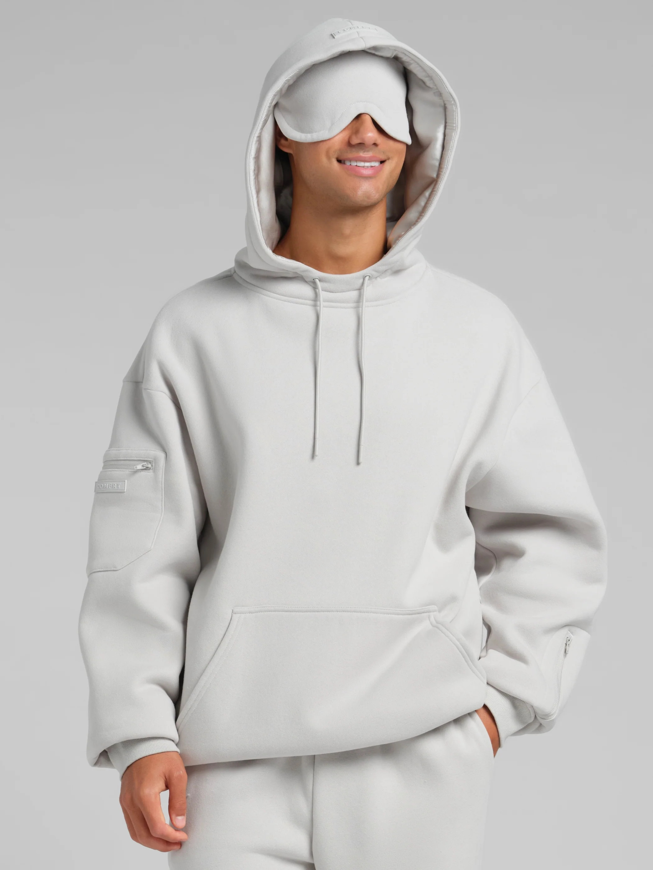 Comfrt VIP Airplane Mode Travel Hoodie – Mega | Concrete | Oversized | L | Large | Comfrt