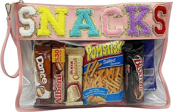 HAIBOLAN Monogram Clear Stadium Purse Bag Chenille Letter Travel Patch Pouch Snack Makeup Wristle... | Amazon (US)