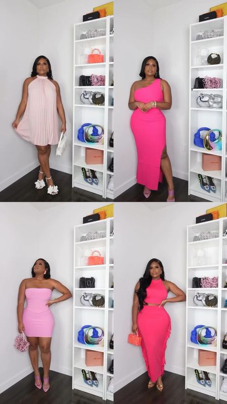 Pink spring outfits, pink dress, white sandals, pink set, two piece set, dress, mini dress, maxi skirt, pink heels, mini skirt, white purse 

#LTKfindsunder100 #LTKstyletip #LTKfindsunder50