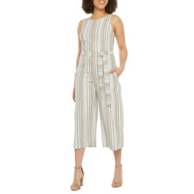 Vivi By Violet Weekend Sleeveless Striped Cropped Jumpsuit | JCPenney