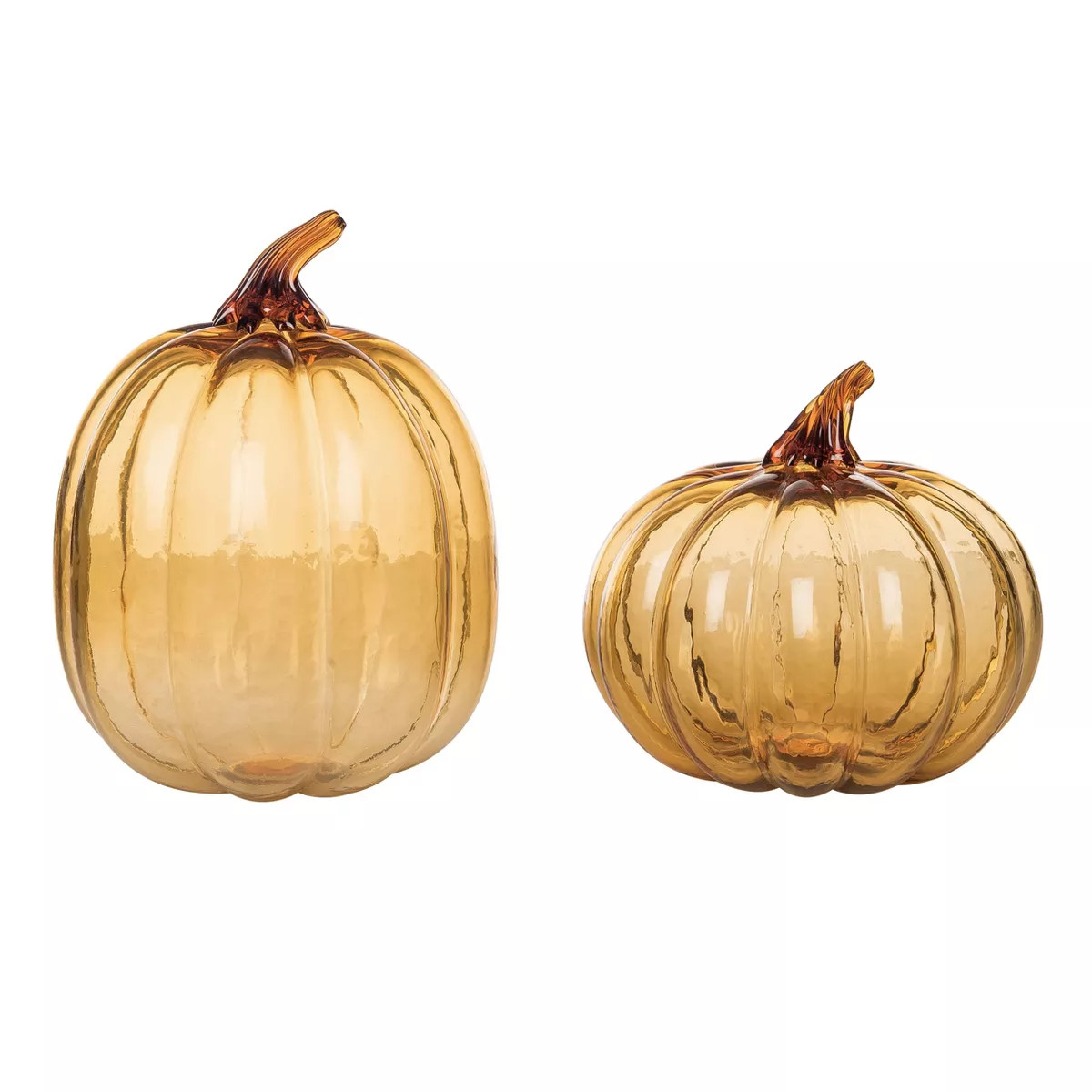 Transpac Glass 10.25 in. Orange Harvest Pumpkins Set of 2 | Target