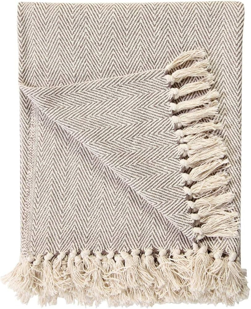 EHC 100% Natural Cotton Two Tone Herringbone Sofa Arm Chair Bedspread Settee Throw - 250 x 380cm,... | Amazon (UK)