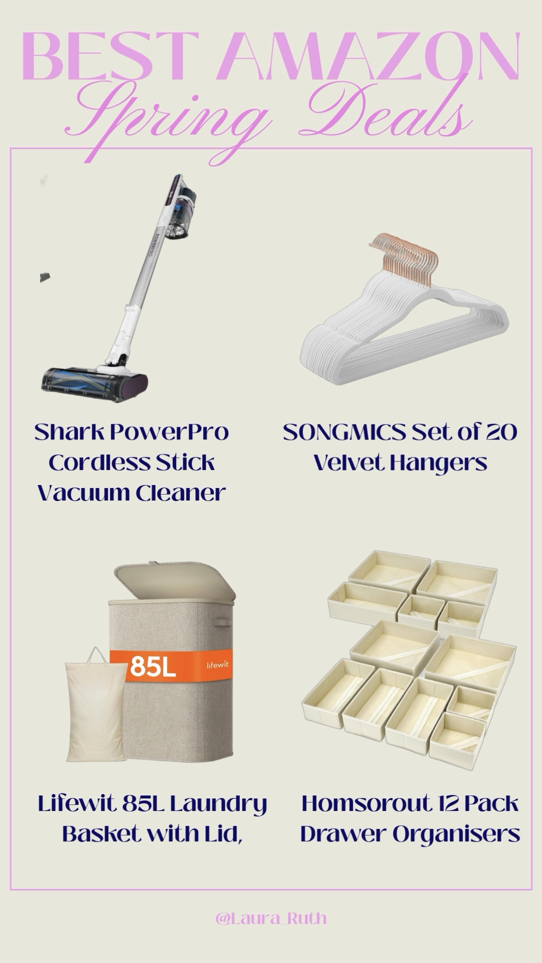 🌸 Amazon Spring Deal Days: Wardrobe Refresh 🌸

If you're doing a spring closet reset, now is the perfect time to grab the essentials while they’re on offer. 

These Amazon finds help keep your wardrobe organised and clutter-free and they’re part of the Spring Deal Days event.

✨ Spring Organisation Picks:
• Shark PowerPro Cordless Stick Vacuum
• SONGMICS Velvet Hangers (space-saving & non-slip)
• Lifewit 85L Laundry Basket with Lid
• Homsorout Drawer Organisers

Perfect for decluttering your closet and starting the season fresh.

#LTKuk #LTKhome #LTKspring