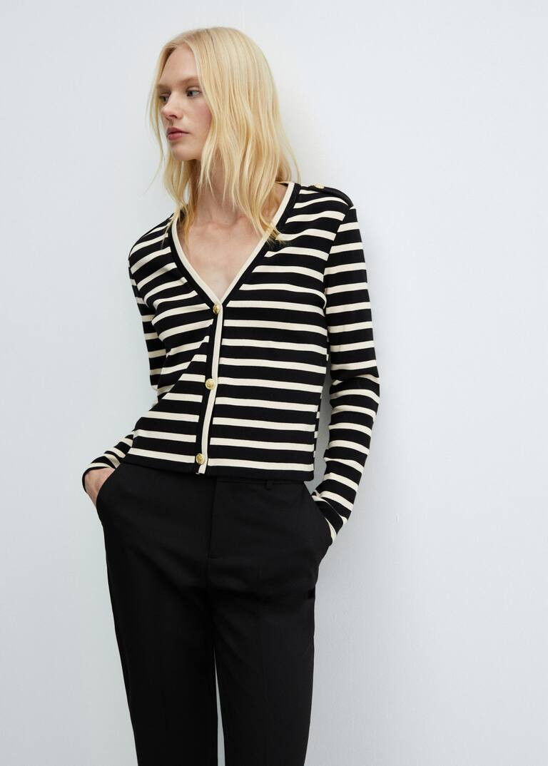 Striped cardigan with buttons -  Women | Mango USA | MANGO (US)