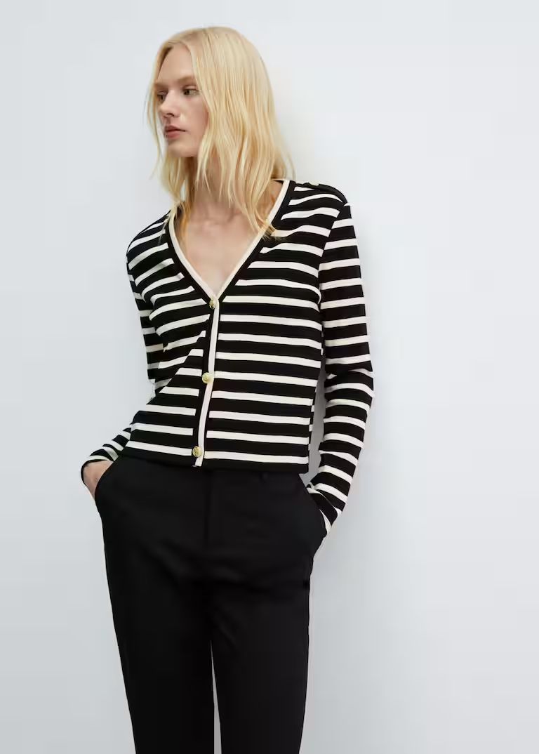 Striped cardigan with buttons -  Women | Mango USA | MANGO (US)