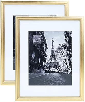 FlaChic 11x14 for 8x10 Two Set of Gold Frame Single Photo Frame with High Definition Glass for Wa... | Amazon (US)