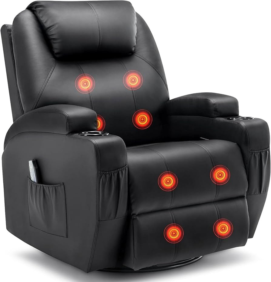 Recliner Chair, Rocking Chair with Massage and Heat, 360° Swivel Recliner Chairs for Adults, Roc... | Amazon (US)