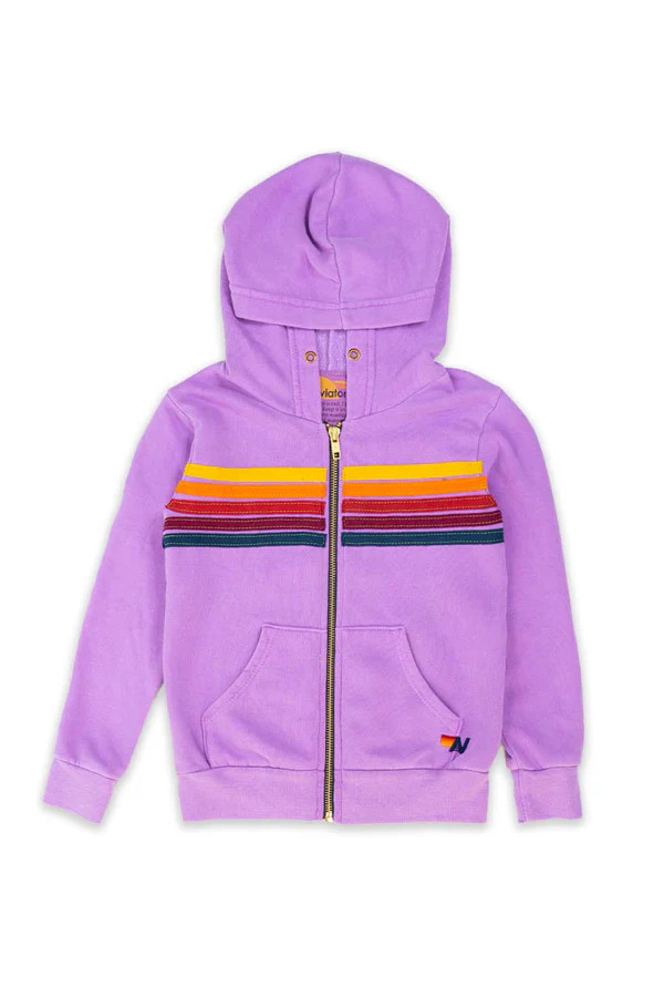 KID'S 5 STRIPE HOODIE - NEON PURPLE | Aviator Nation