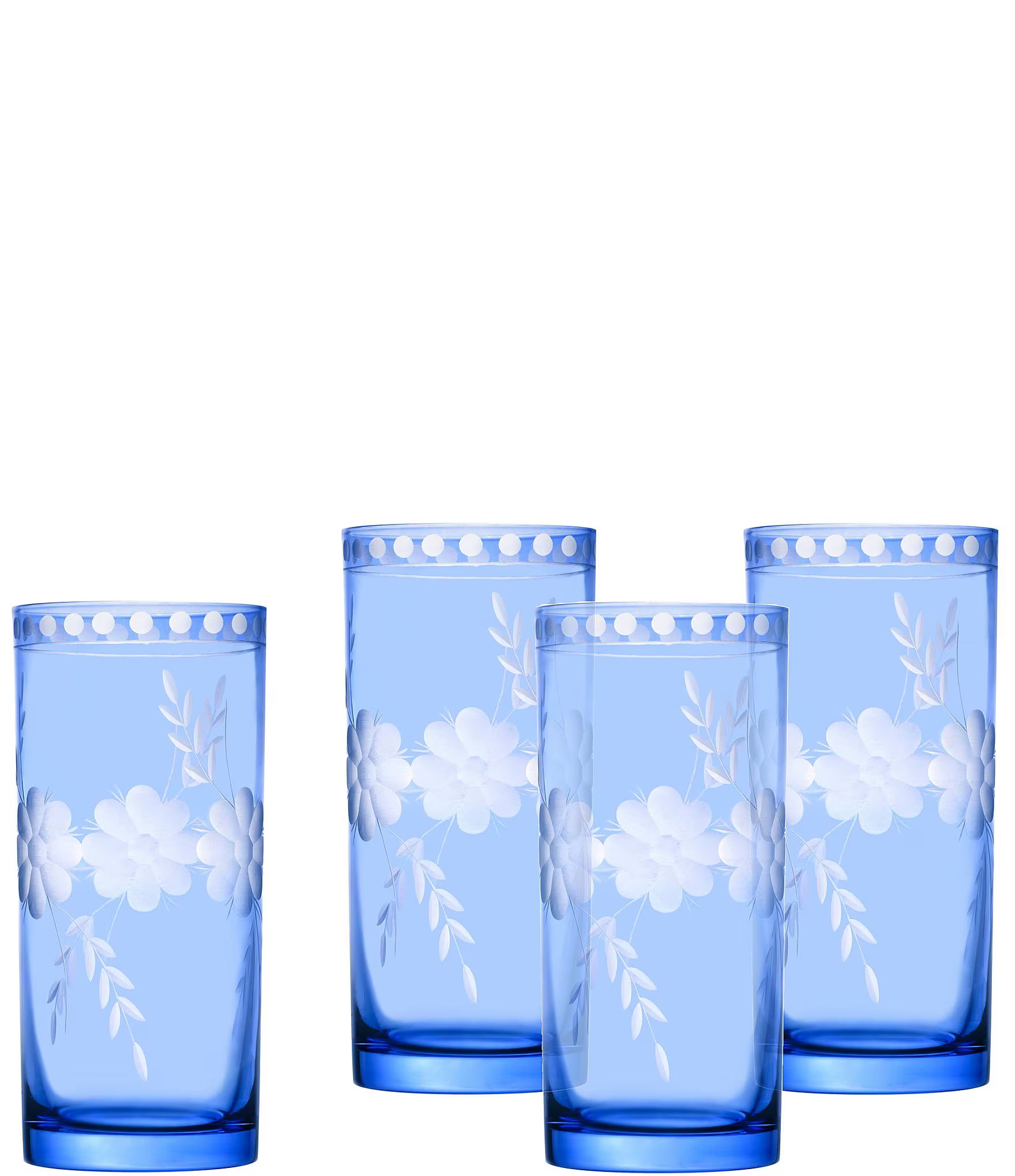 Belle Fleur Blue Highball Glasses, Set of 4, 14 oz. | Dillard's