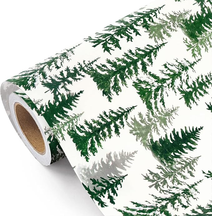 WRAPAHOLIC Kraft Christmas Wrapping Paper - Mini Roll - 17 Inch x 33 Feet - Christmas Tree Wrappi... | Amazon (US)