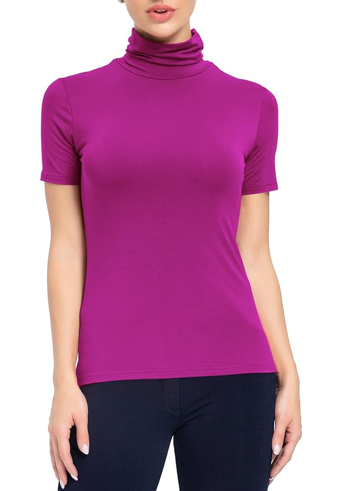Women's Mock Turtleneck Top Short Sleeve Lightweight Active T-Shirt (S-XXL) | Amazon (US)