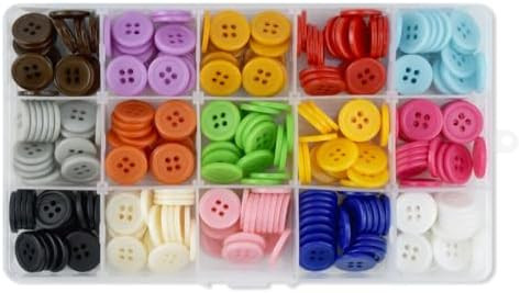 300 Pack Colorful Buttons for Craft DIY 15 Assorted Colors Resin Round Buttons for Sewing Flatbac... | Amazon (US)