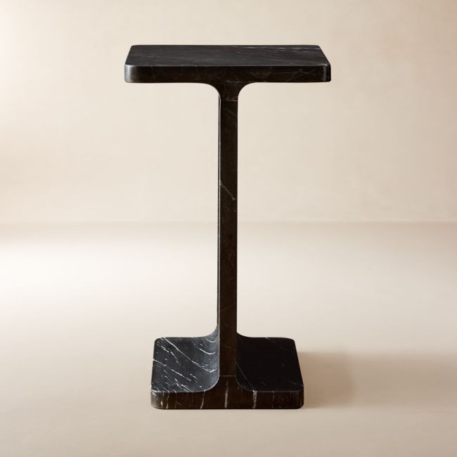 I Beam Black Marble Side Table | CB2