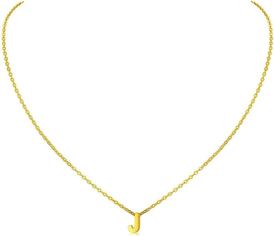 MOMOL Tiny Initial Necklace, 18K Gold Plated Stainless Steel Initial Necklace Dainty Personalized... | Amazon (US)