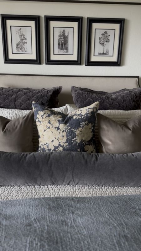 King bed pillow combination!

Euro shams: Gray
Quilt & king shams: Frost Gray
Taupe pillows: 18x18
Lumbar pillow: 12x46 - Slate

#LTKsalealert #LTKhome #LTKstyletip
