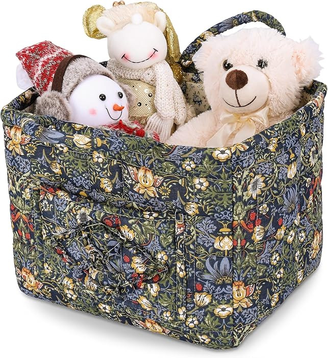 Storage Basket Boho Fabric Large Collapsible Floral Laundry Nursery Hamper Portable Folding Stora... | Amazon (US)