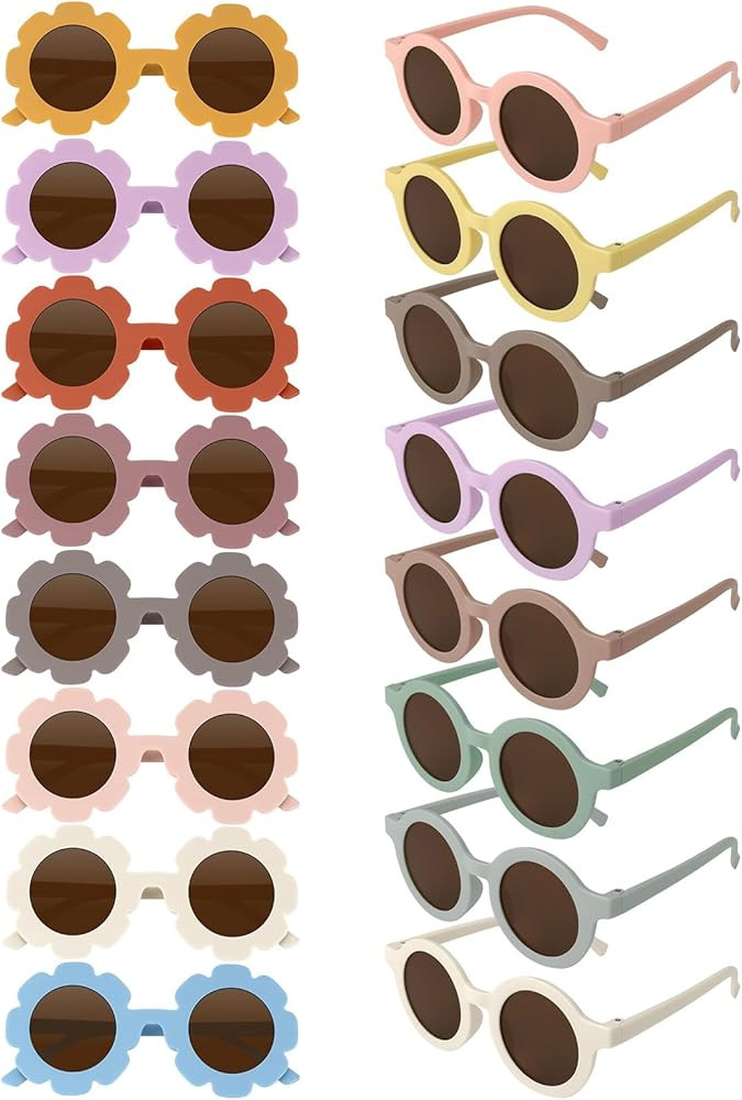 DragonflyDreams Sunglasses for Kids, 8/16 Pack Flower Sunglasses Cute Round Glasses Colorful Kids... | Amazon (US)