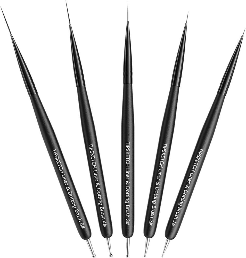 Nail Art Liner Brushes 5Pcs Dotting Pen Tools Nail Art Brushes Thin Liner Set(4/8/12/15/20 mm) fo... | Amazon (US)