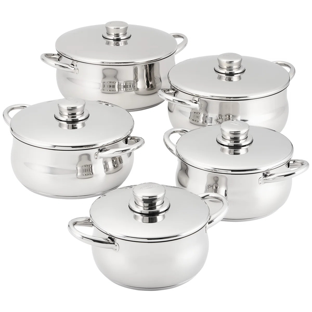 Stellar 1000, 5 Piece Stainless Steel Casserole Set, 16/18/20/22/24cm casseroles | Wayfair UK