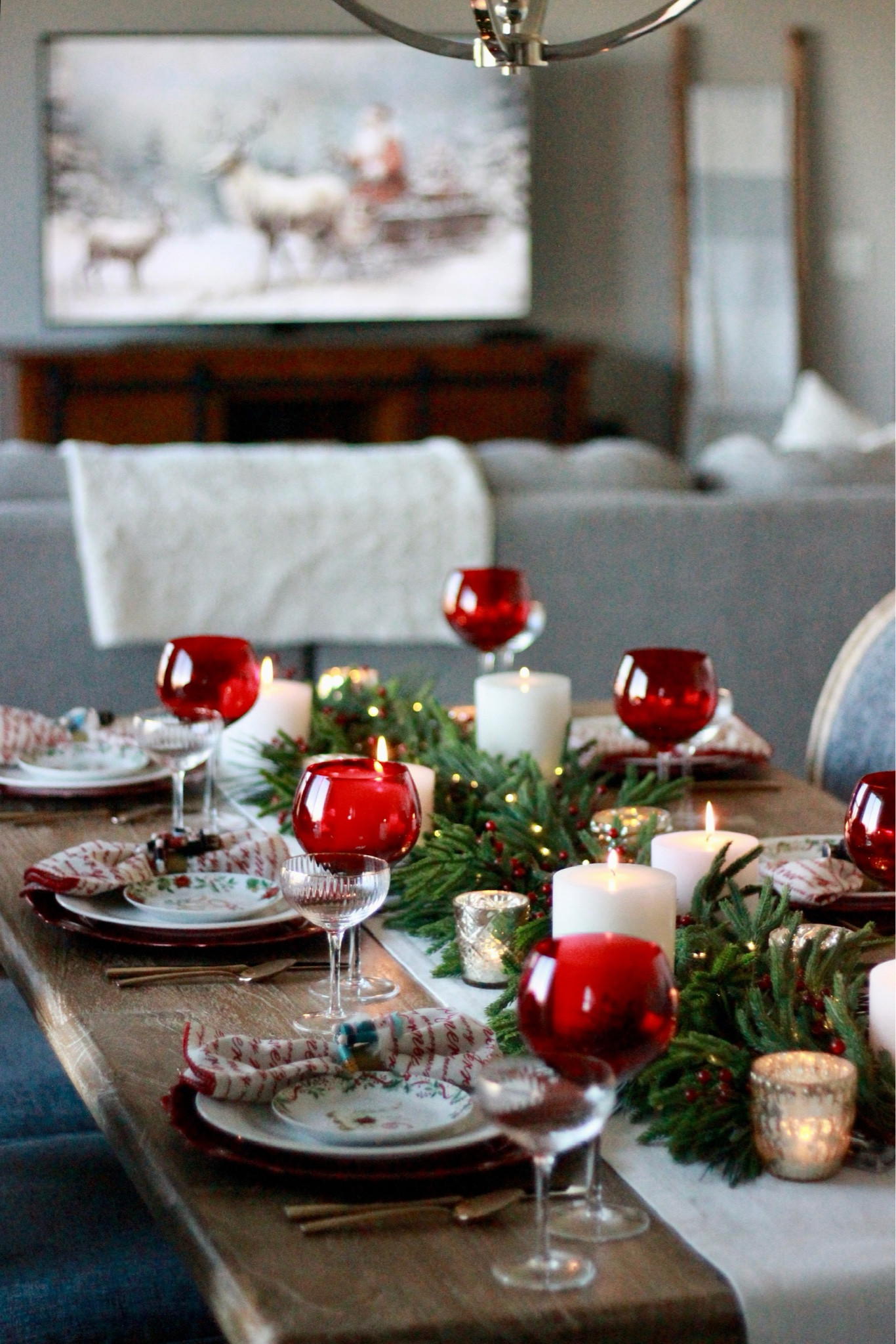 Recreate this Christmas Table with lots of cheerful pops of red and green. Perfect for Christmas or Christmas Eve dinner or parties  

#LTKParties #LTKSeasonal #LTKHome