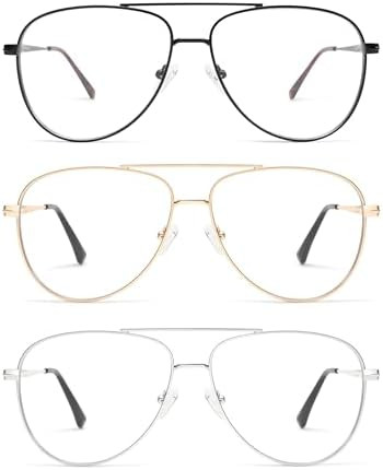 AMOMOMA Trendy Aviator Reading Glasses for Women,Men Blue Light Blocking Computer Readers Retro M... | Amazon (US)