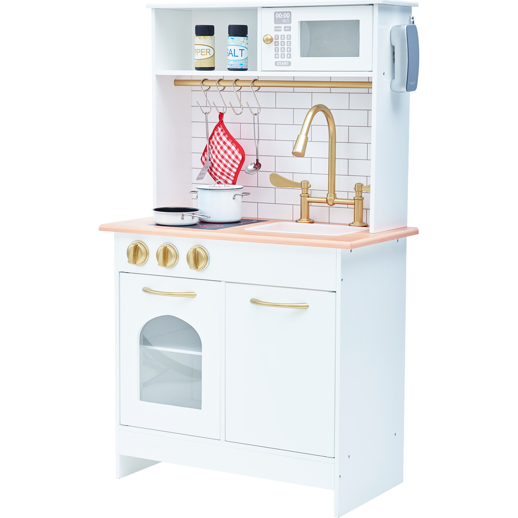 Teamson Kids Little Chef Boston Wooden Play Kitchen, White/Gold | Maisonette