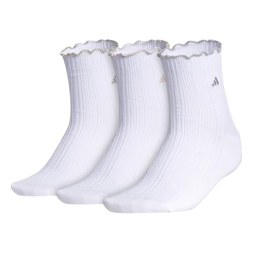 adidas Women's Ruffle Socks, 3-Pack Quarter Ankle Socks for Women Ruffle Sock | Amazon (US)