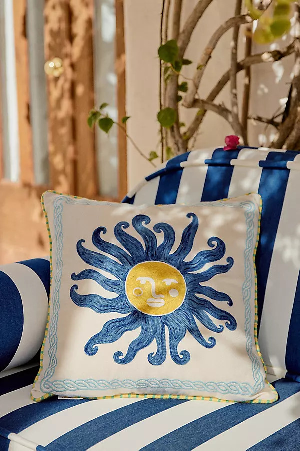 Soula Embroidered Indoor/Outdoor Pillow | Anthropologie (US)