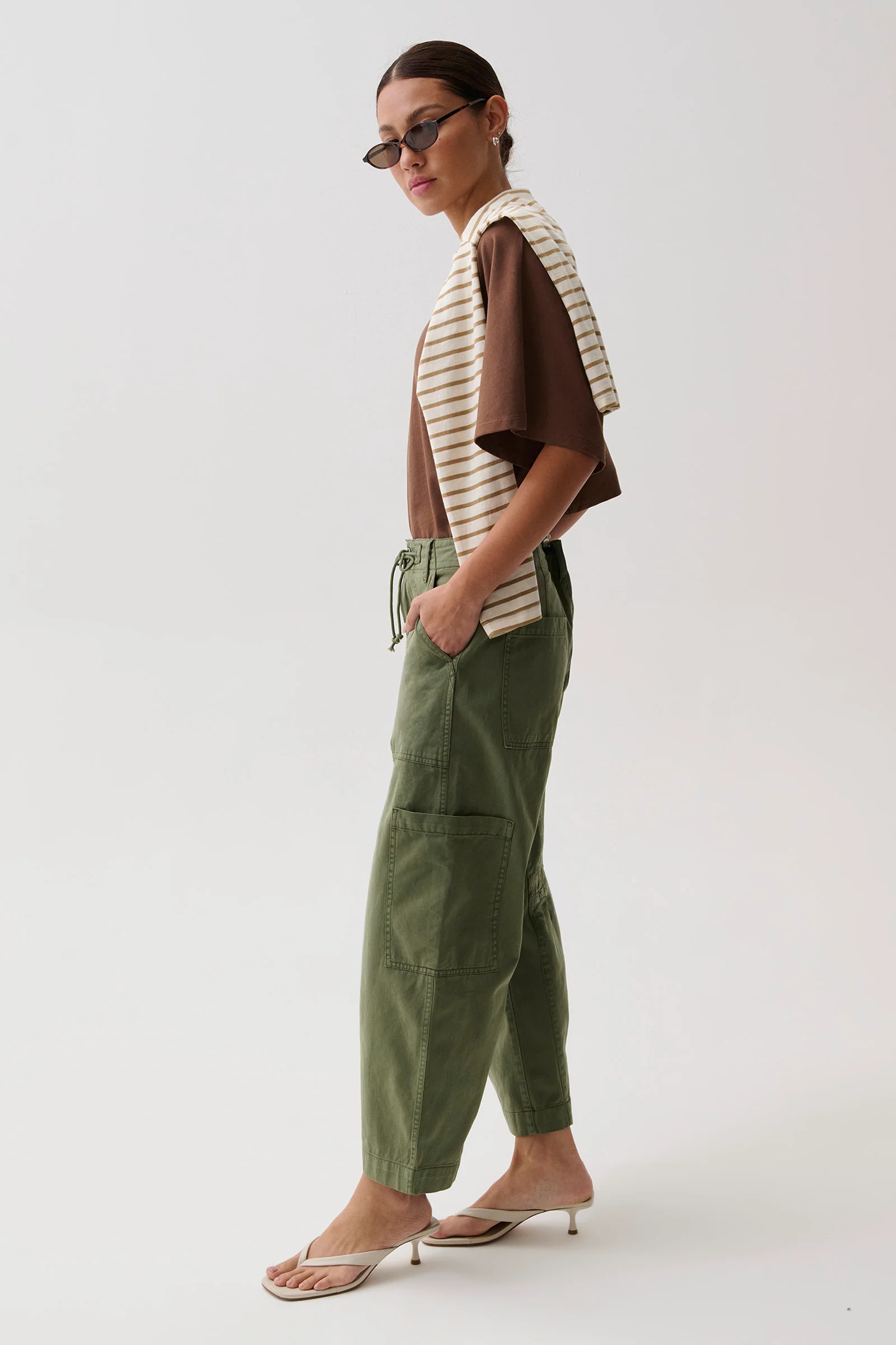 Petra Drawstring Harem Cargo Pant - Deep Moss | Pistola Denim