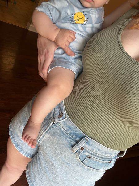 Summer family outfits. Jean shorts for summer and my favorite bodysuit at the moment. $6 baby boy romper from Walmart

#LTKFamily #LTKBaby #LTKKids