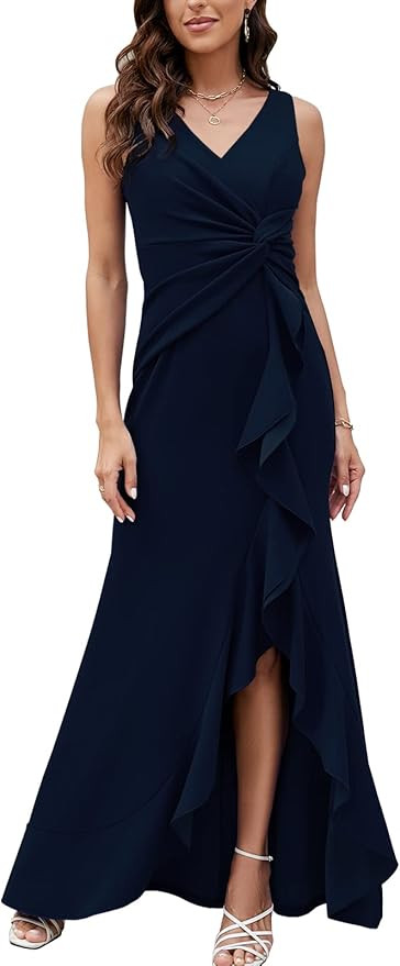 FQA Formal Evening Dresses for Women Elegant Evening Party Prom Dress Long Sexy V Neck Sleeveless... | Amazon (US)