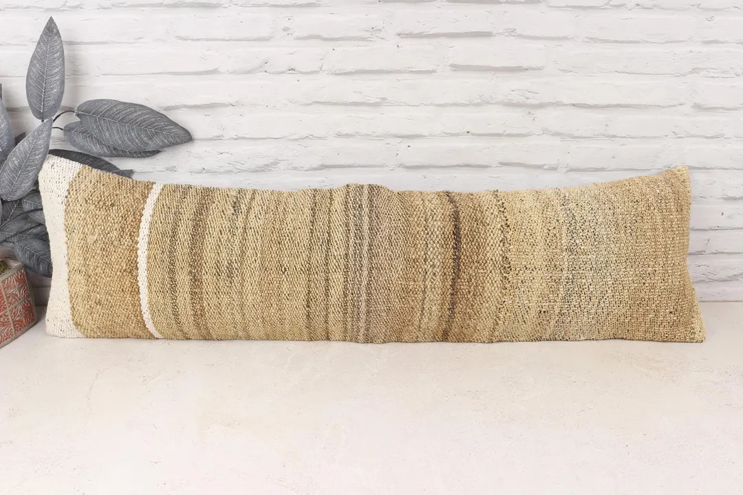 Throw Kilim Pillow, Vintage Kilim Throw Pillow, 12x42 Vintage Kilim Pillow, Pillow for Sofa, Beig... | Etsy (US)