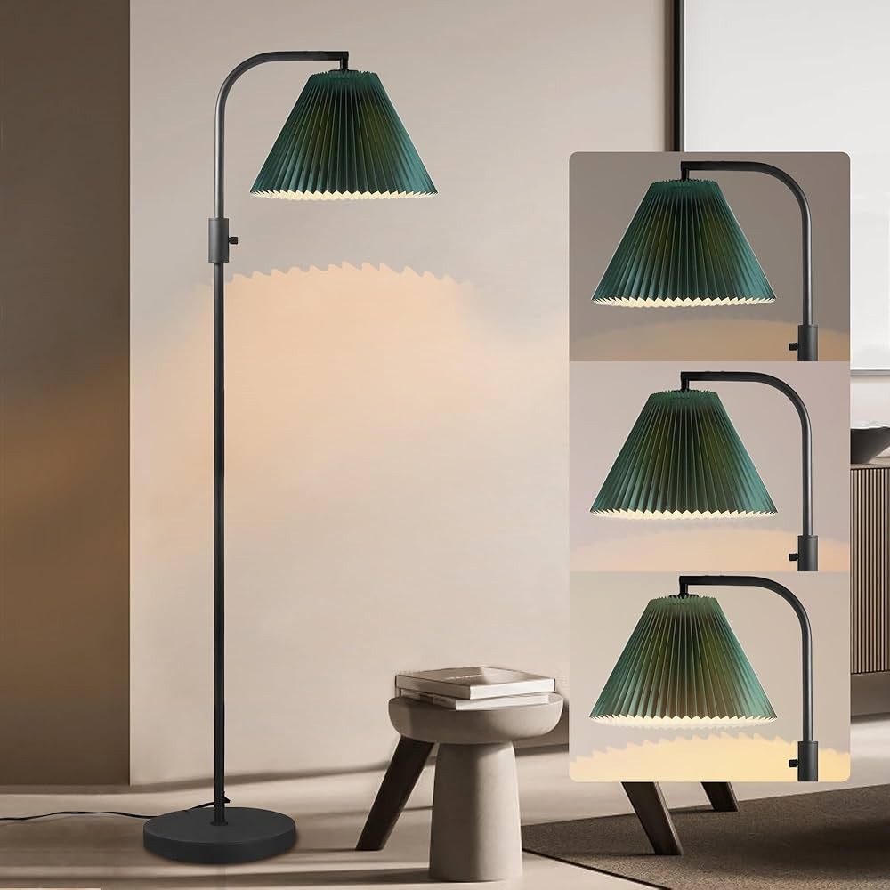COFF Dimmable Floor Lamp, Arc Standing Lamp with 1000 Lumens LED Edison Bulb Included, Pleated Sh... | Amazon (US)