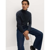 M&S Cotton Rich Roll Neck Jumper Navy | Marks & Spencer (UK)