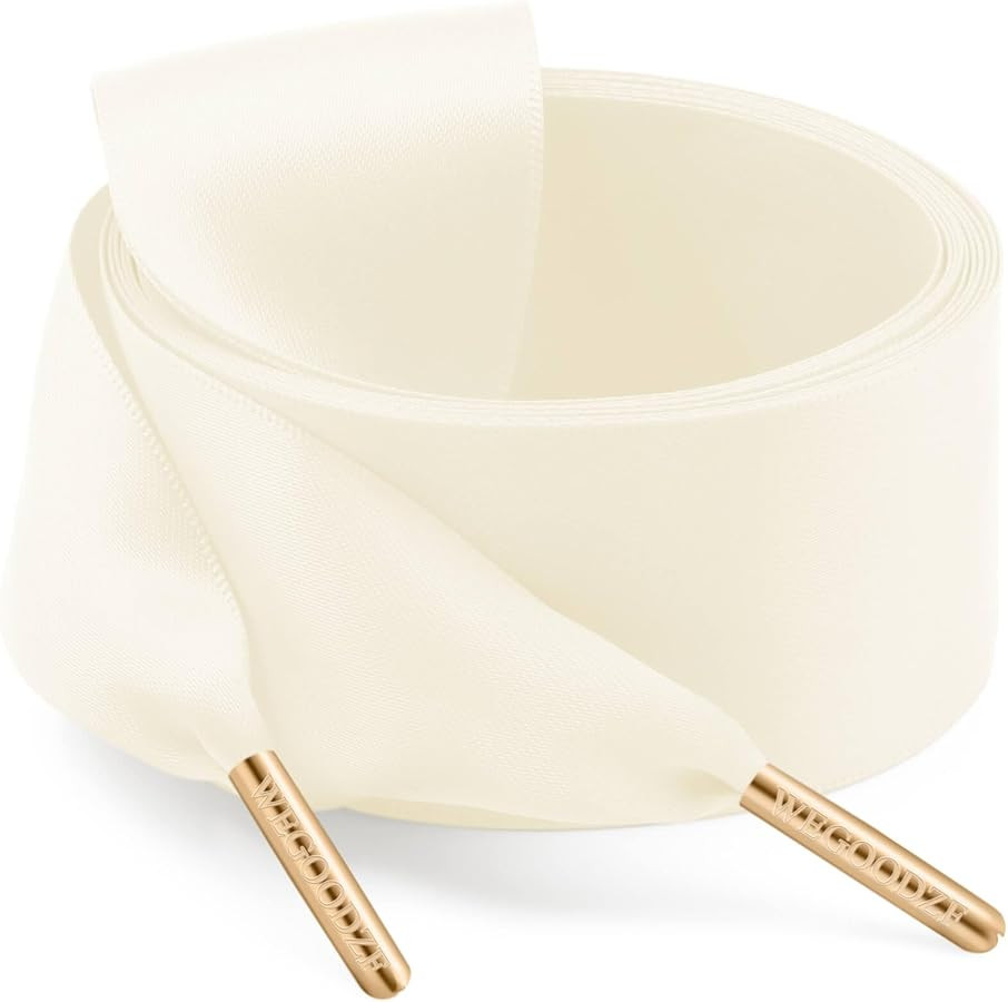 Ribbon Shoe Laces for Women: 3.8CM Wide Flat Satin Silk Shoelaces 2 Pairs | Amazon (US)