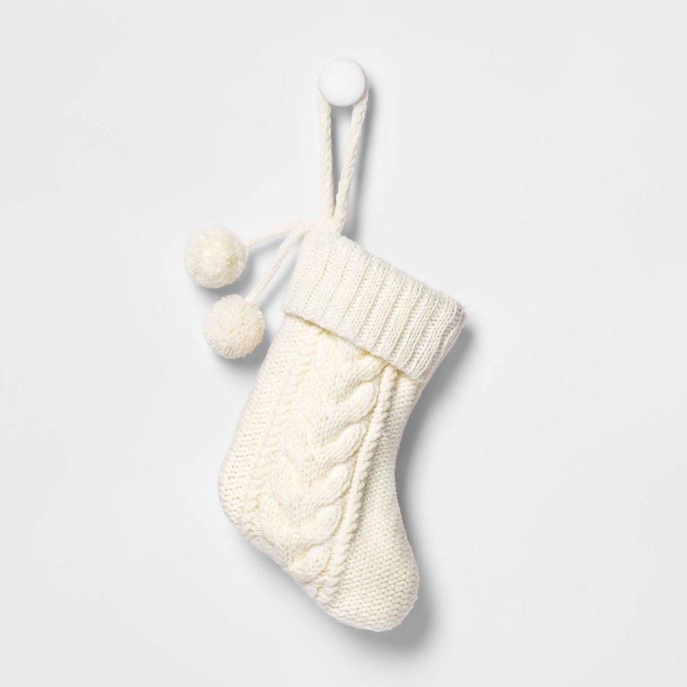 Mini Cable Knit Christmas Stocking White - Wondershop | Target