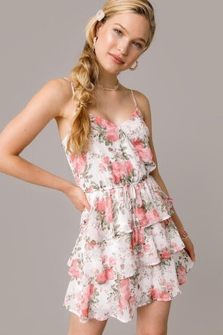 Lilliane Surplice Tiered Skirt Floral Dress | Francesca's