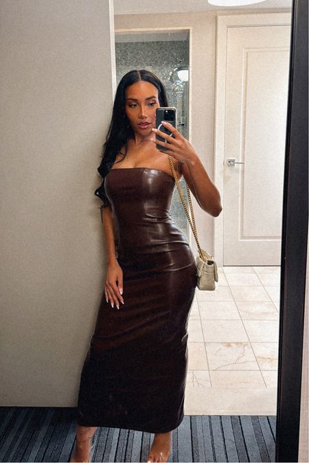 I love this faux leather tube dress from Revolve 😍. It’s a beautiful chocolate brown and soo soft! I’m wearing an XS

#LTKMostLoved