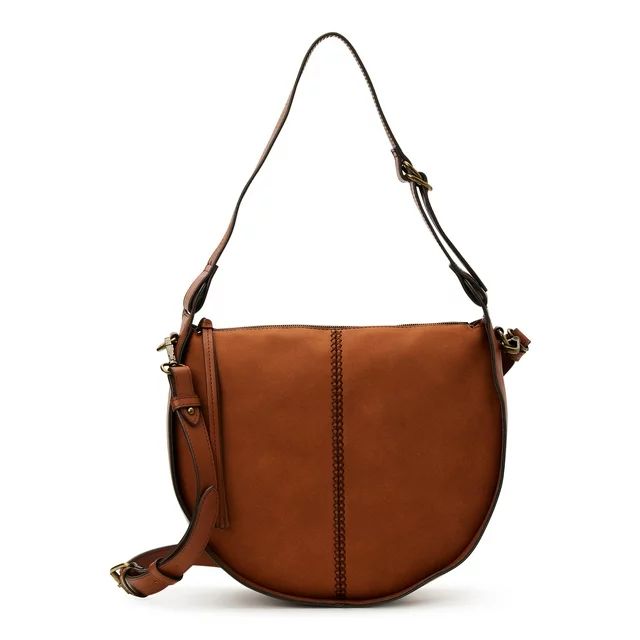 Time and Tru Women's Bryxton Saddle Shoulder Bag with Removable Crossbody Strap,Cognac | Walmart (US)