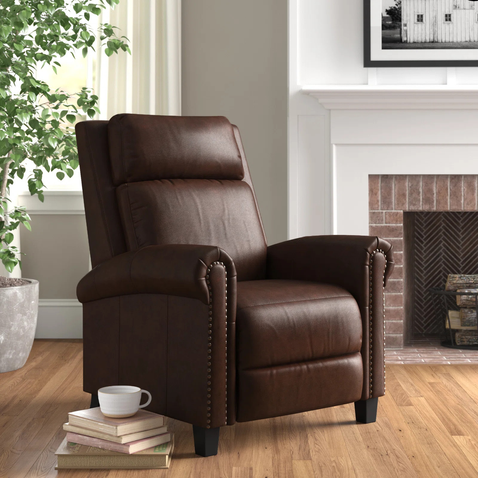 Kerstetter 33.5'' Wide Genuine Leather Manual Club Recliner | Wayfair North America