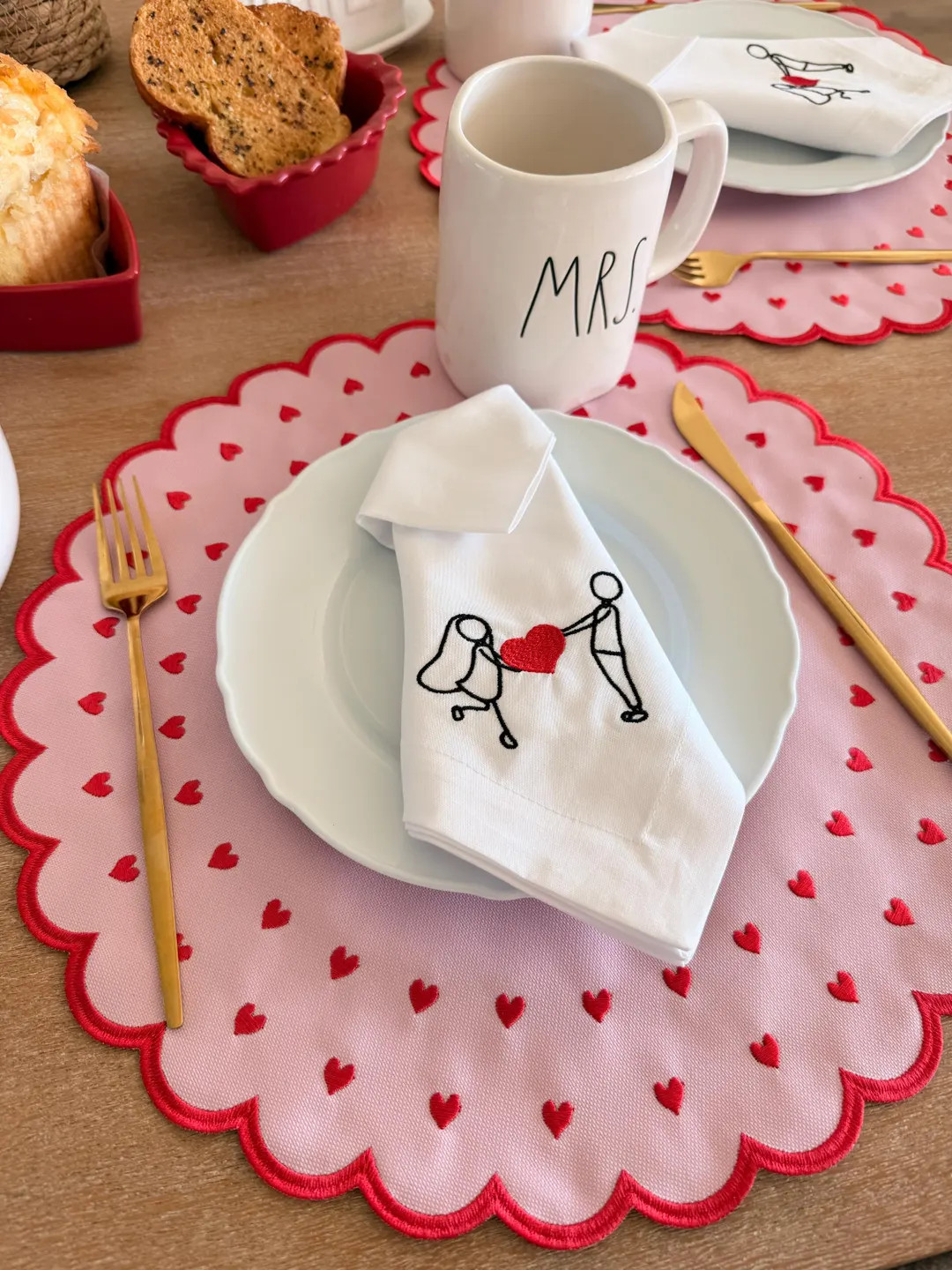 White Napkin With a Couple Holding a Red Heart - Etsy | Etsy (US)