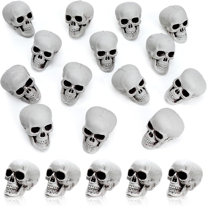 12 PCS Mini Skull Heads, Halloween Skeleton Heads, Small Mini Plastic Skulls for Gifts, Table Hom... | Amazon (US)