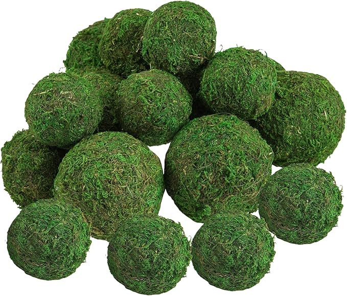 Biubee 18 Pack Decorative Faux Dried Moss Balls- 6pcs 3.1" Artificial Green Plant Mossy Globes+ 1... | Amazon (US)