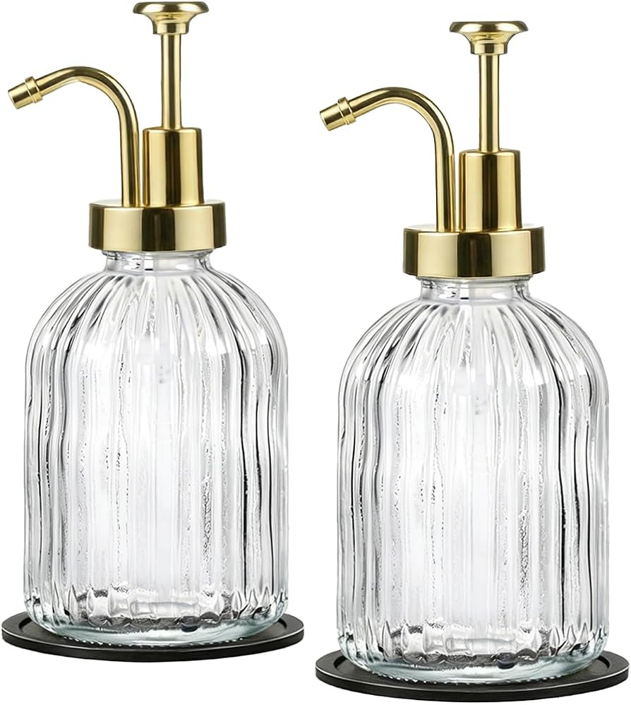 SheeChung Clear Glass Soap Dispenser, 12 Oz Liquid Hand Soap Dispenser with Pump, Refillable Loti... | Amazon (US)