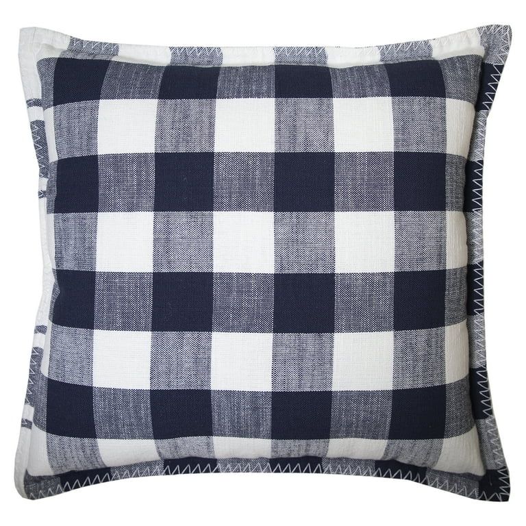 Better Homes & Gardens Reversible Plaid Decorative Square Pillow, 20" x 20", Navy | Walmart Online Grocery