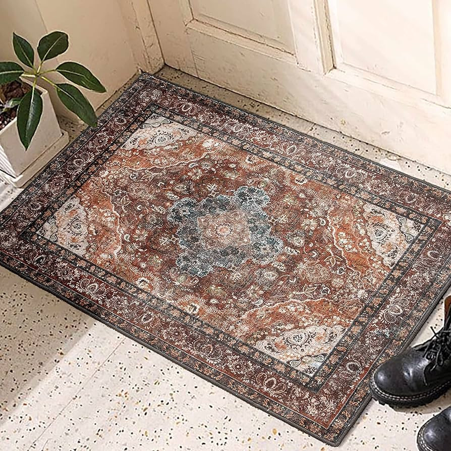 2'x3' Rug Door Vintage Boho Small Rugs for Entryway Indoor Retro Distressed Throw Rugs Persian Ca... | Amazon (US)