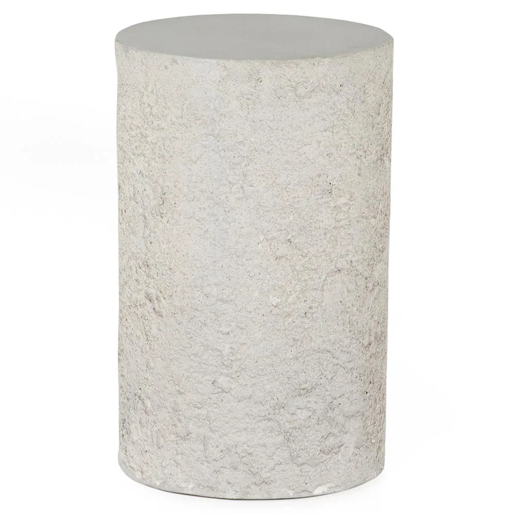 Otto Modern Classic White Concrete Outdoor Round End Table | Kathy Kuo Home