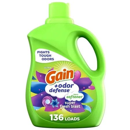 Gain Odor Defense Liquid Fabric Softener and Conditioner, Super Fresh Blast, 100 fl oz, 136 Loads | Walmart (US)