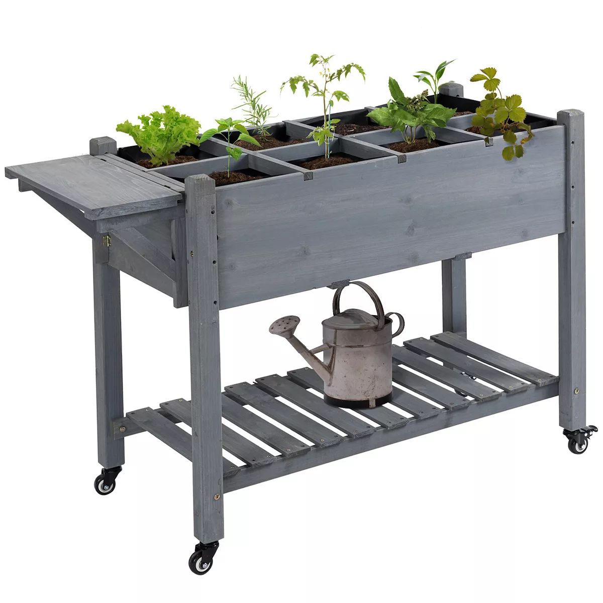 Outsunny 49" x 21" x 34" Raised Garden Bed w/ 8 Grow Grids, Outdoor Wood Plant Box Stand w/ Foldi... | Kohl's