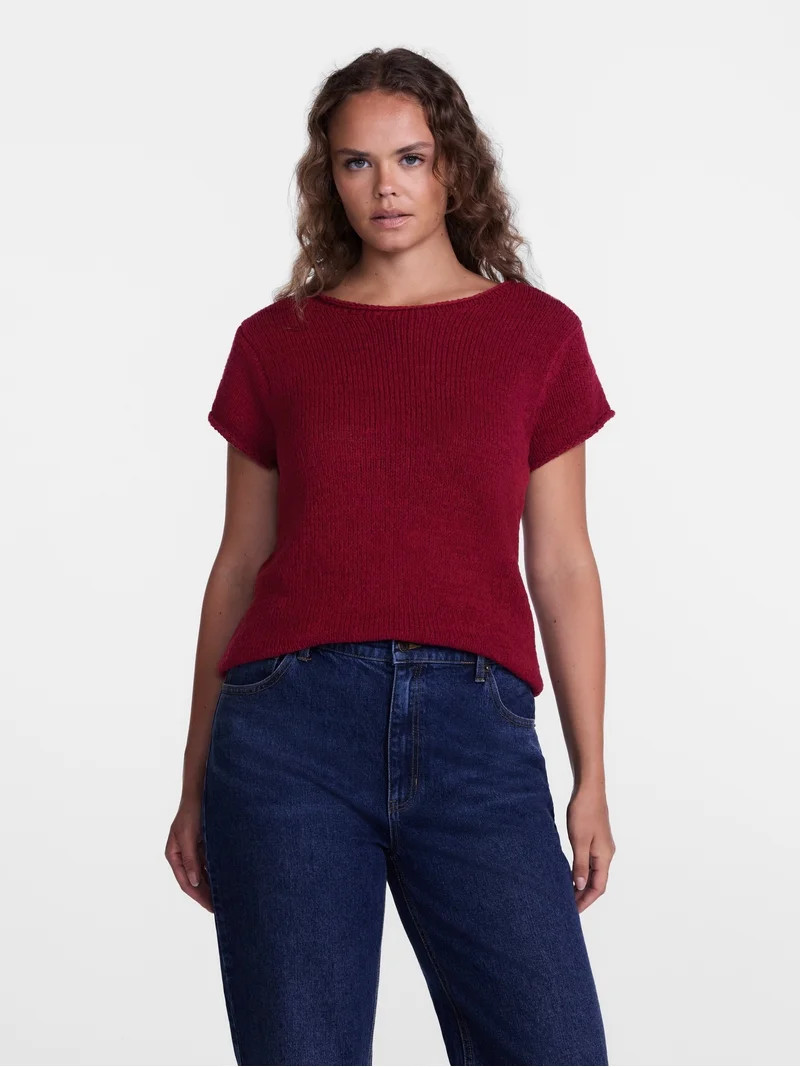 Scenario Women's and Women's Plus Pullover Rollneck Lightweight Sweater with Short Sleeves, Sizes... | Walmart (US)